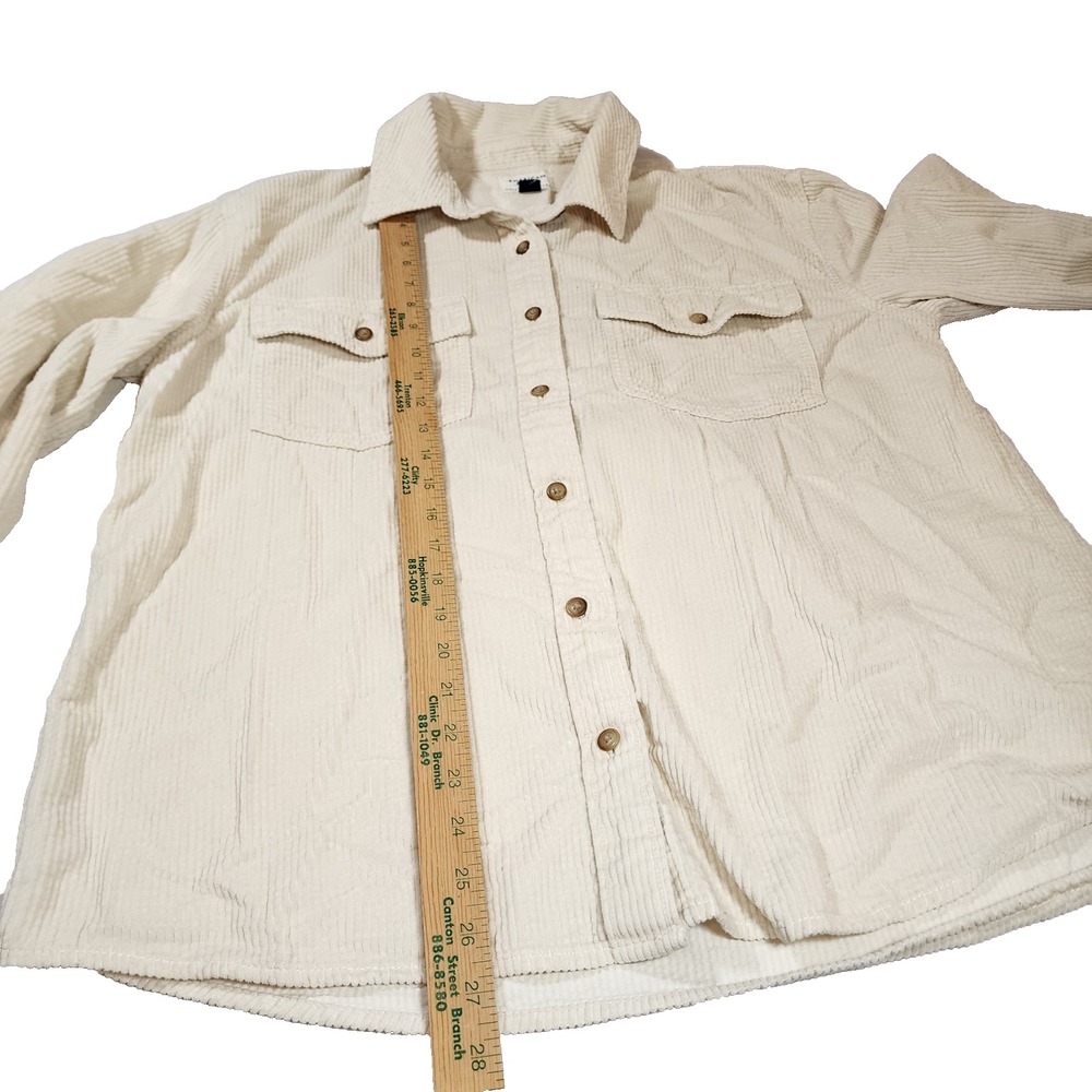 American Eagle Corduroy Womens M White Button Down Oversized Shirt - Picture 6 of 8